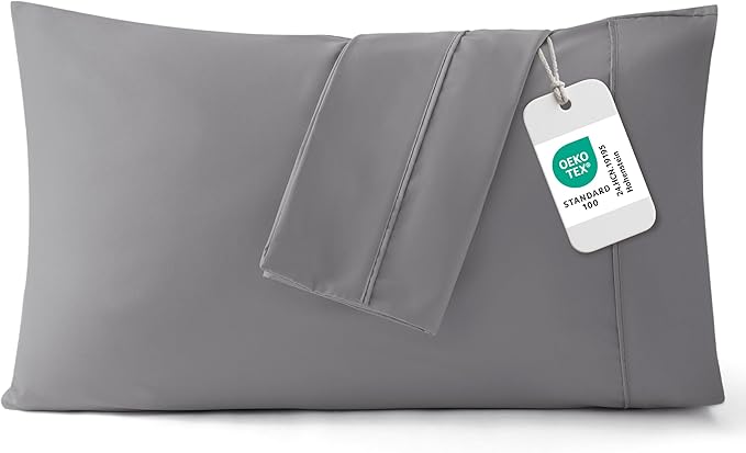 Bedsure Queen Pillow Cases Set of 2 - Silver Grey Brushed Microfiber Pillowcase 2 Pack, Super Soft and Cozy Pillow Case Covers with Envelope Closure, Wrinkle, Fade and Stain Resistant, 20x30 Inches