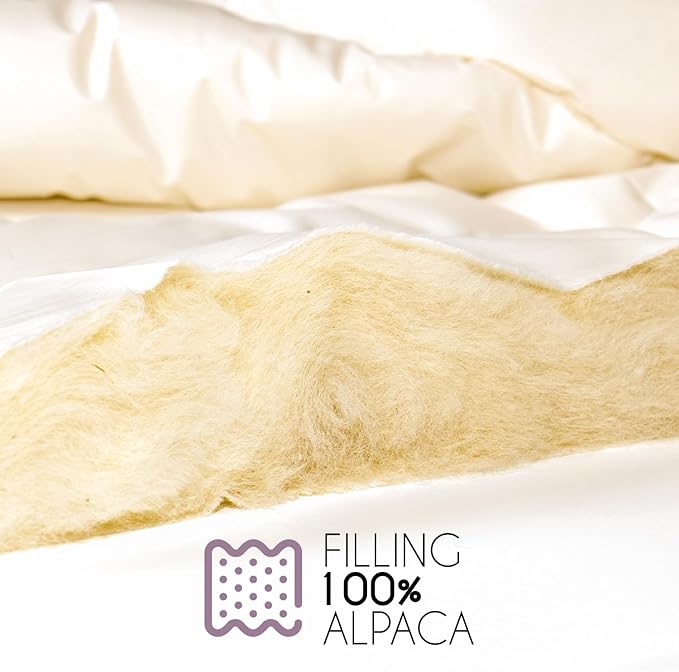 Queen Lightweight 100% Fine Alpaca Duvet - Premium Cotton Cover, 2,89 lb Filling, Ideal for Summer, Breathable & Temperature -Regulating, 92 x 94 inches