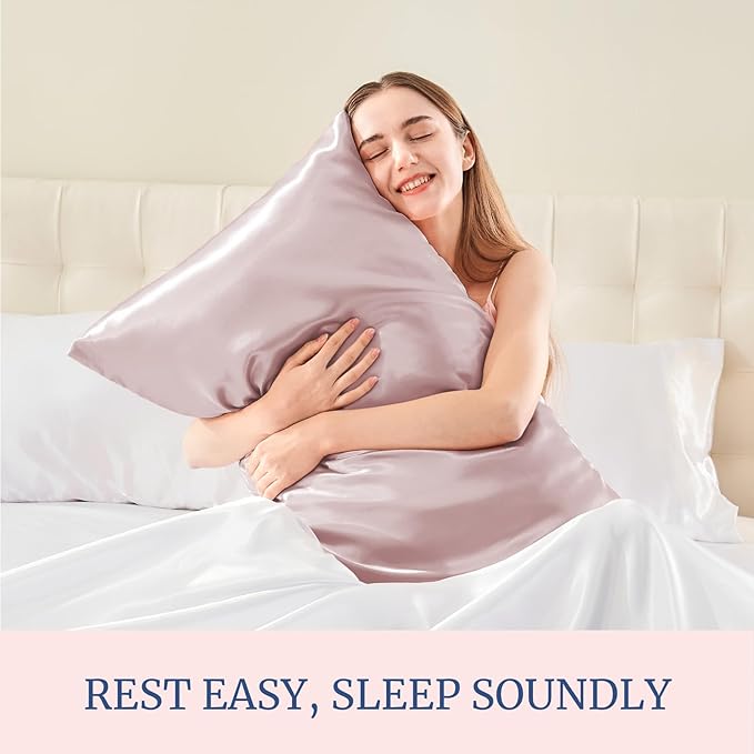 BEDELITE Satin Pillowcase for Hair and Skin, Super Soft Similar to Silk Pillow Cases 4 Pack with Envelope Closure, Cooling Pillowcases for Women Men (20"x36" King Size, Lotus Pink)