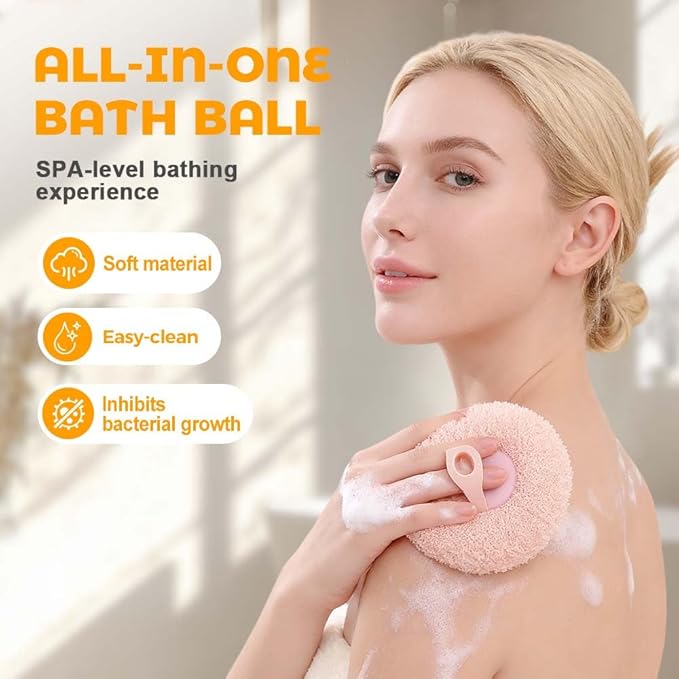 Super Soft Sunflower Suction Cup Bath Ball, 2025 New Exfoliating Bath Bath Sponge Cleaning Brush with Finger Rings for Women and Men (Begie, 4 pcs)