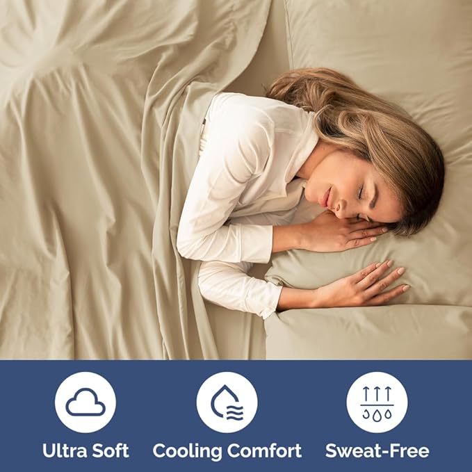 Twin XL Size 3 Piece Sheet Set - Comfy Breathable & Cooling Bed Sheets Set - Hotel Luxury Bedding for Women, Men, Kids, Teens, Boys & Girls - Deep Pockets, Ultra-Soft, Wrinkle Free - Oeko-Tex - Beige