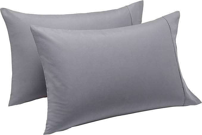 Amazon Basics Standard Pillow Cases Set of 2 - Lightweight, Super Soft Easy Care Microfiber, Dark Gray, 30" L x 20" W, Pillows Not Included
