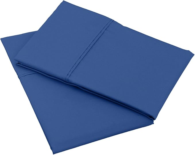 Amazon Basics 400 Thread Count Cotton Pillow Cases, Standard, Set of 2, Navy, 30" L x 20" W