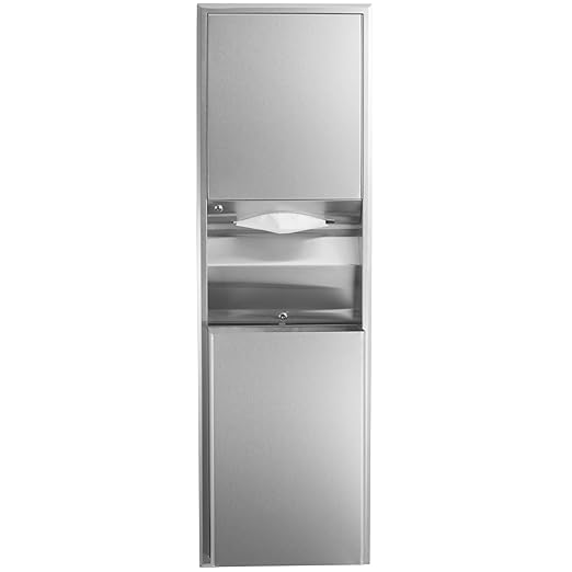 Bobrick ClassicSeries Recessed Convertible Paper Towel Dispenser/Waste Receptacle, 15.19 x 7.09 x 56, Satin Stainless Steel