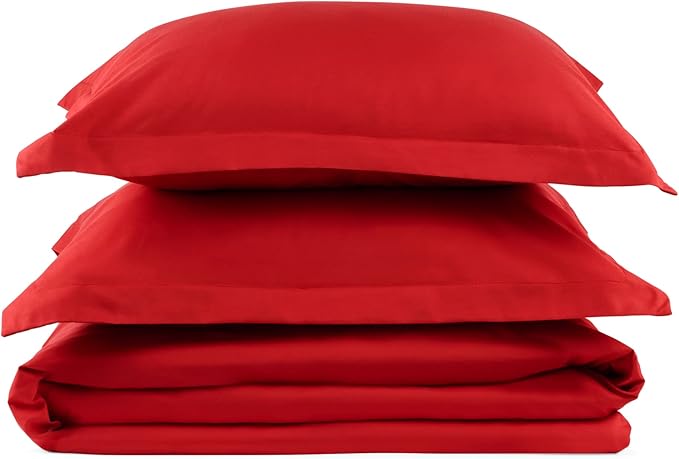 PeachSkinSheets 1500tc Level of Softness Soft Cooling Duvet Cover Set | King/Cali King Size - Red Velvet