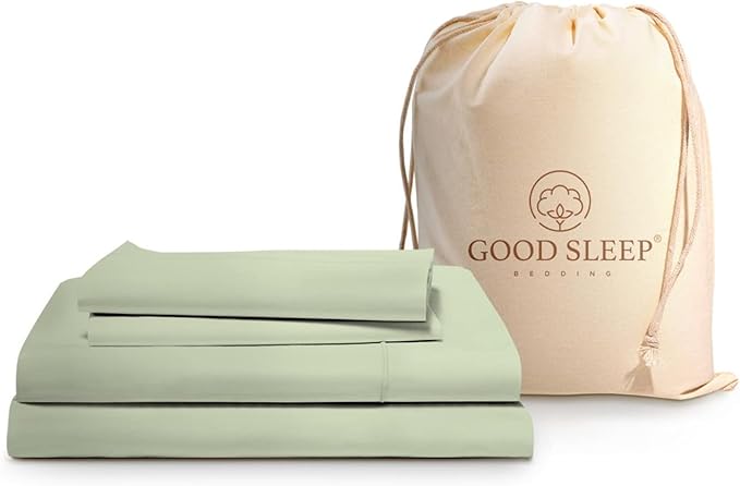 Good Sleep Bedding Sage Full Size Bed Set 4 Pc - Egyptian Cotton Sheets, Soft Comfy Double Bed Set, 16 Inch Deep Pocket - 1 Fitted Sheet, 1 Flat Sheet & 2 Pillow Cases