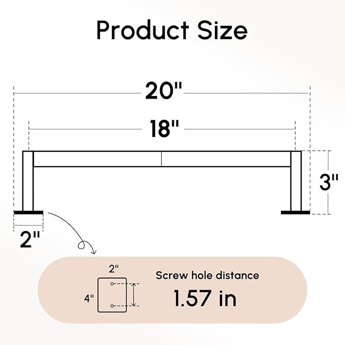 USHOWER Matte Black Towel Bar, 18 Inch Towel Racks for Bathroom Wall Mounted, Heavy Duty Stainless Steel Towel Holder, Easy Installation (Total Length 20 Inch)