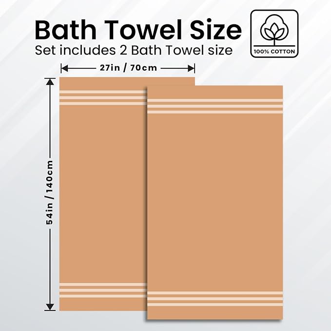 Infinitee Xclusives 100% Cotton Luxury Bath Towels Set of 2 (27x54 Inches) (Cosmic Sand, Bath Towels - Pack 2)