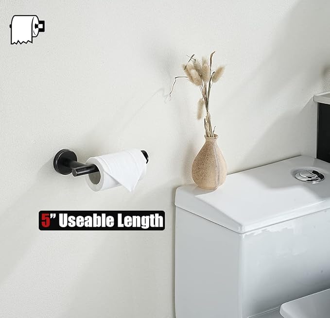 JQK Toilet Paper Holder Oil Rubbed Bronze, 5 Inch 304 Stainless Steel Thick 0.8mm Tissue Paper Dispenser for Bathroom, Hold Mega Rolls Wall Mount, 2 Pack, TPH120-ORB-P2