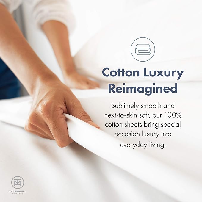 Threadmill 100% Cotton Sheets for Queen Size Bed - 600 Thread Count Queen Bed Sheets Set with 16” Deep Pocket - Damask Stripe Sateen Weave 4-Piece Bedding Set with Cooling Effect, Moonrock Grey