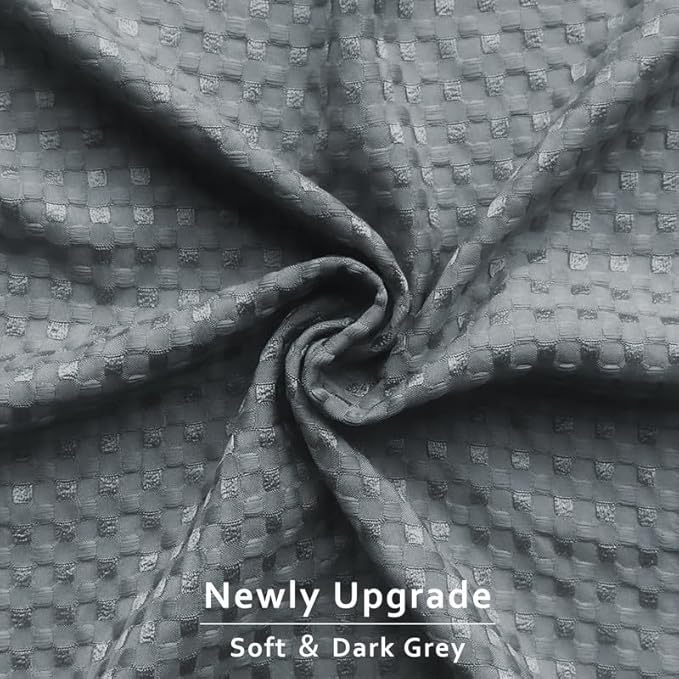 MIYE Pleated Waffle Weave Bed Skirt, Tailored Dust Ruffle 22 Inch Drop Easy Fit, Machine Washable (Dark Grey, Twin - 22" Drop)