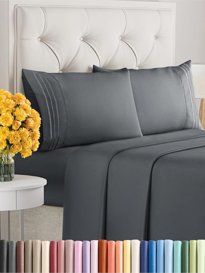 Queen Size 4 Piece Sheet Set - Extra Soft, Breathable & Cooling Sheets - Hotel Luxury Durable Bed Sheets for Women & Men - Deep Pockets, Easy-Fit & Wrinkle-Free Sheets - Slate Blue Oeko-Tex Bed Sheets