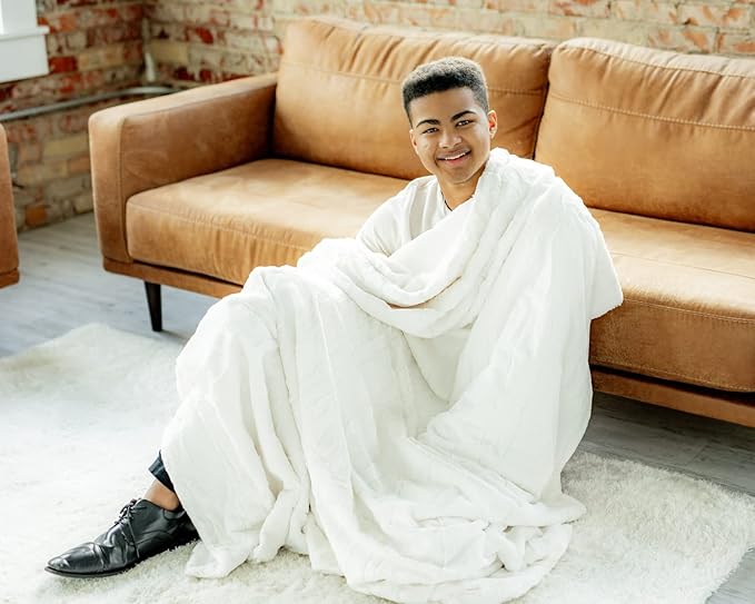 Minky Couture Sorbet Blanket - Ultra-Soft Throw for Silky Smooth Comfort - Premium Decorative Throw Blanket - Midweight, Breathable Fabric - Machine Washable Grande, Vanilla