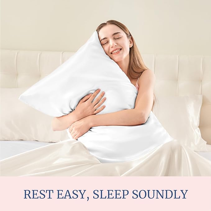 BEDELITE Satin Pillowcase for Hair and Skin, Super Soft Similar to Silk Pillow Cases 4 Pack with Envelope Closure, Cooling Pillowcases for Women Men (20"x40" King Size, White)