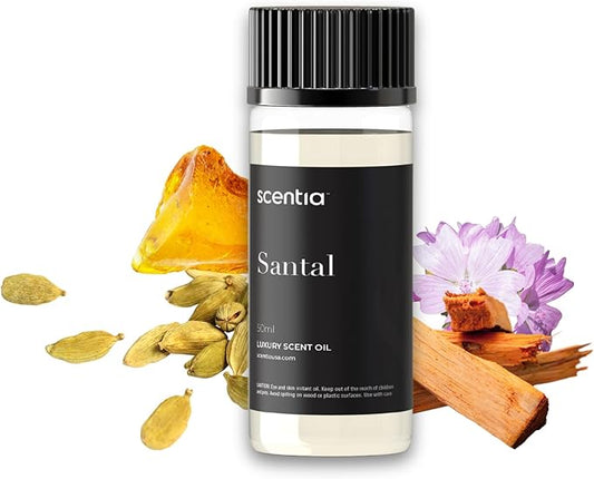 Scentia Santal Diffuser Oil 50ml – Santal 33 Inspired Aroma – Rich Sandalwood, Amber, Vanilla & Musk – Long-Lasting Scent for Home, Office, Cold-Air & Ultrasonic Diffusers, Thanksgiving Gift