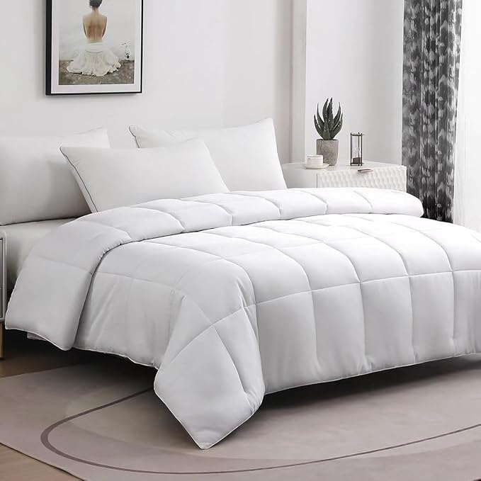 100% Viscose Made from Bamboo Comforter, Soft Lightweight Cal King Size, Breathable Summer Cooling Comforter for Hot Sleepers, 8 Corner Tabs（White-Summer，88x88）