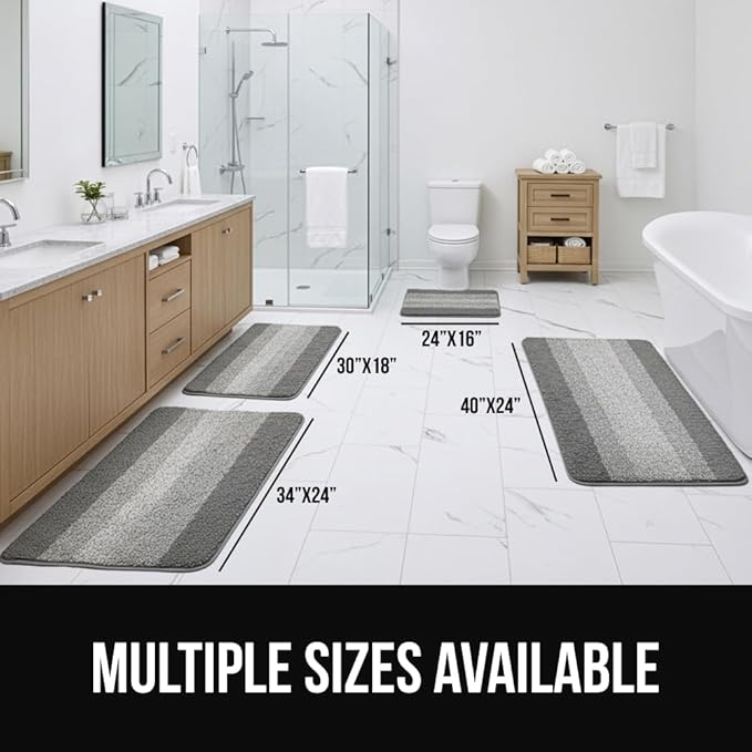 GORILLA GRIP Ultra Soft Plush Bathroom Rugs with Textured Rubber Backing, Absorbent Quick Dry Bath Mat, Machine Washable Shower Mats, Home Décor Accessories Bathmat Rug Essentials, 30 x 18 Sage