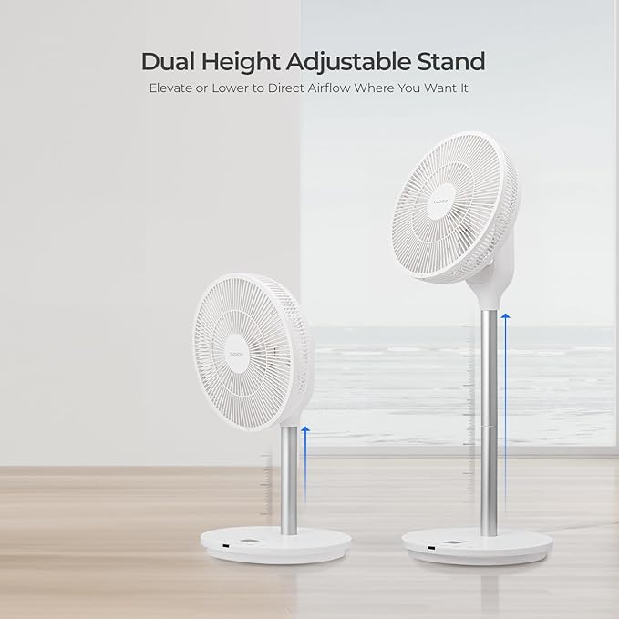 CUCKOO Oscillating Fan for Bedroom, Standing Pedestal Floor Fan with 12 Speeds & 4 Wind Modes, Adjustable Height with Remote, Quiet BLDC Electric Motor, Ideal for Any Room, White (CF-AC1410WH)