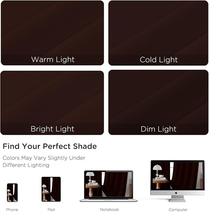 CUCRAF Blackout Curtains 45 inch Length 2 Panels Set, Rod Pocket Room Darkening Drapes for Bedroom Living Room, Insulated Thermal Light Blocking Window Curtain (W52 x L45 Inch, Chocolate)