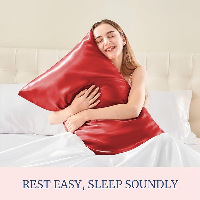 BEDELITE Satin Pillowcase for Hair and Skin, Super Soft and Cooling Similar to Silk Pillow Cases 2 Pack with Envelope Closure, Gift for Women Men(20"x40" King Size, Baked Apple)