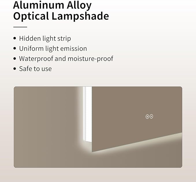 Arched Shaped LED Bathroom Mirror with dimming Lighting, 24V, 3 Color temperatures, defogger, 5MM Silver Glass (51" L x 27" W)