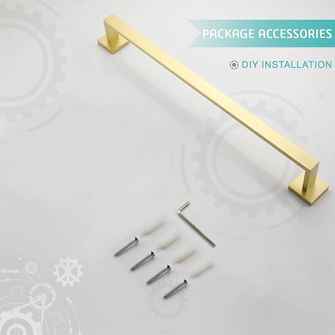 LANC 20-Inche Gold Towel Bars for Bathroom Wall Mount Bath Towel Racks Total-22” Towel Hanger SUS304 Stainless Steel Towel Rails for Kitchen Hand Towel Holder Towel Rods, A8804BG-5P1