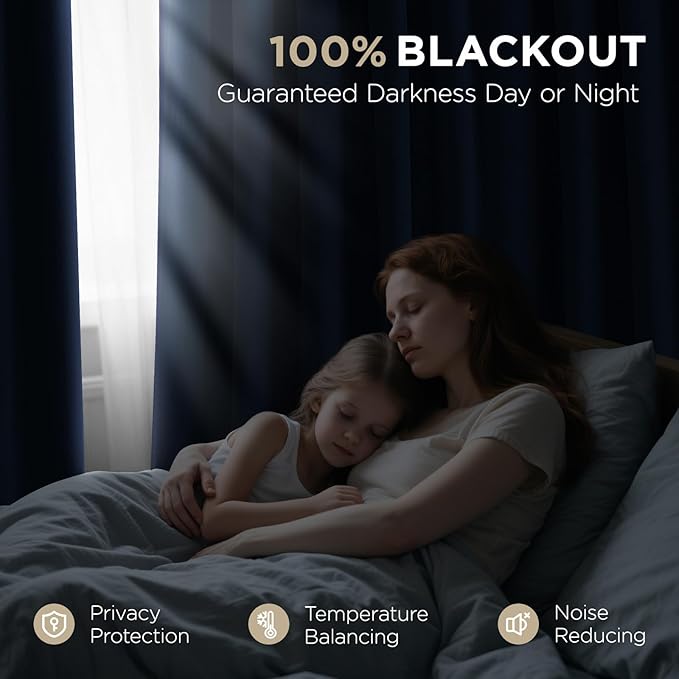 Joydeco Royal Blue 100% Blackout Curtains 90 Inch 2 Panels, Luxury Thermal Royal Blue Velvet Curtains for Bedroom Living Room, Soundproof Blackout Window Drapes, Rod Pocket & Back Tab (52W x 90L)
