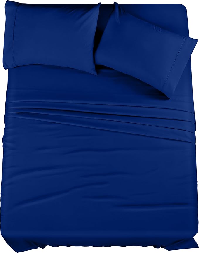 Utopia Bedding Full Sheet Set – 4 Piece Bed Sheets for Full Size Bed, Soft and Breathable Microfiber, Includes 1 Fitted Sheet, 1 Flat Sheet and 2 Pillowcases (Royal Blue)