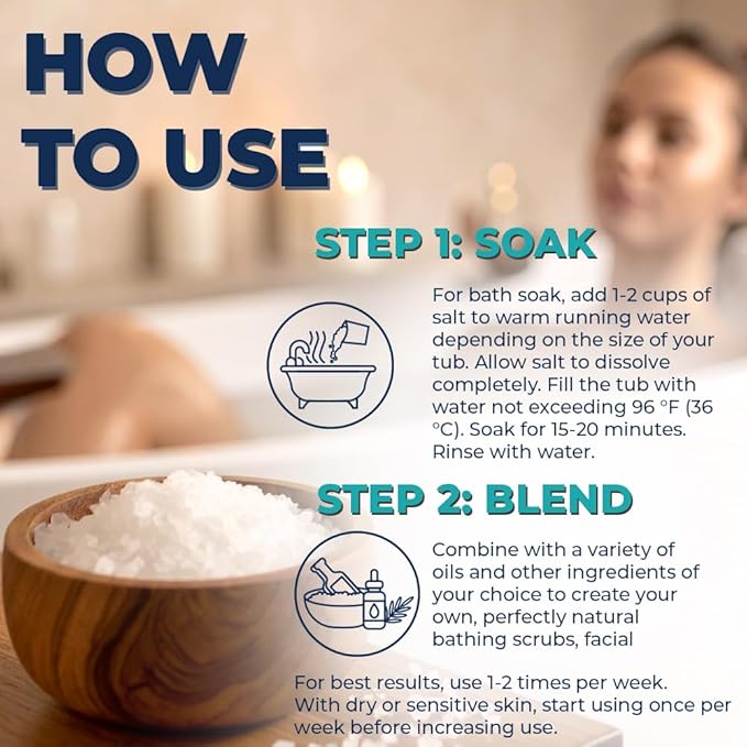 Dead Sea Salt Fine Grain Bath Soak 21 oz – Natural Mineral Body Soak