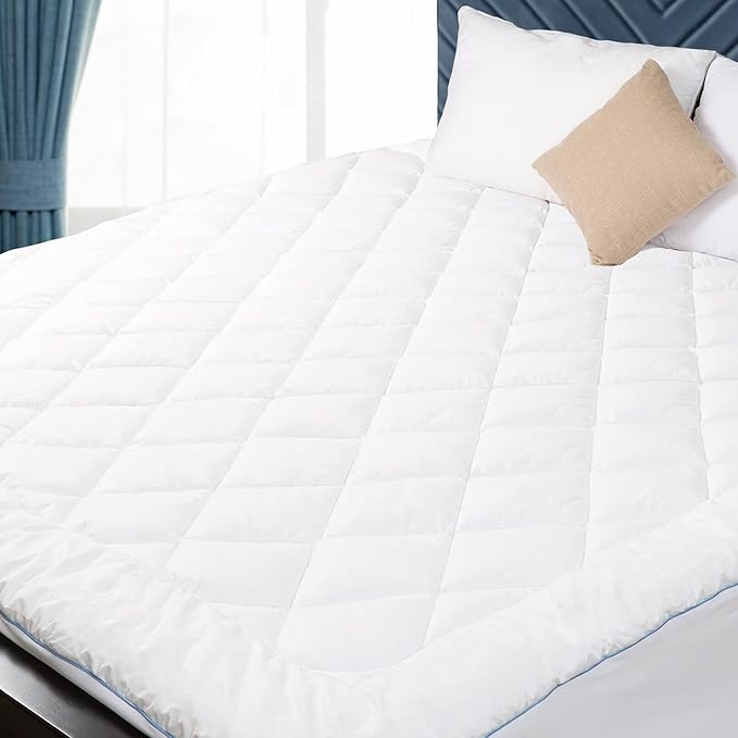 Twin Mattress Pad Cotton Mattress Pad Cover for College Dorm Quilted Mattress Cover 18-22" Deep Pocket Mattress Protector Twin Size Thin Down Alternative Filling Noiseless & Breathable