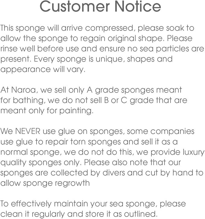 Naroa Soft Natural Shower Sponge | Gentle Sea Loofah for Bathing Smooth Skin | Unbleached Body Scrubber Puff | Bath & Spa (Small)