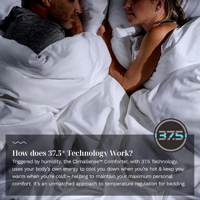 LUXOME ClimaSense Comforter w/ 37.5® Technology | Fluffy & Breathable | Thermal Regulating | Cotton Blend | King/Cal King - 108"x98"