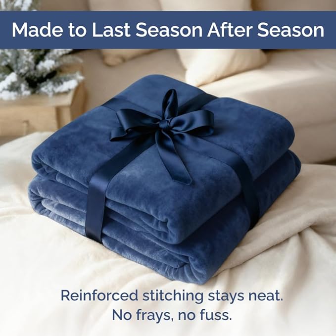 Ultra Soft Fleece Blanket Throw Size - Flannel Fleece Luxury Throw Blanket - Lightweight for Couch Bed Chair - Thick, Warm & Breathable - All Season Cozy Anti-Static Microplush Bedding, Royal Blue