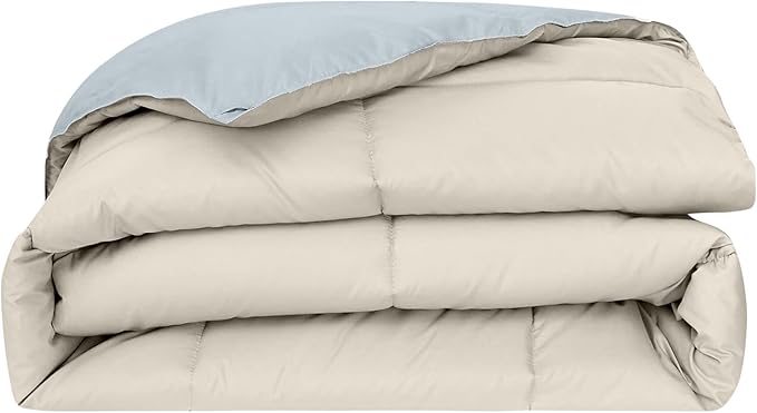 Modern Threads Down Alternative Reversible Comforter Beige/Light Blue Queen
