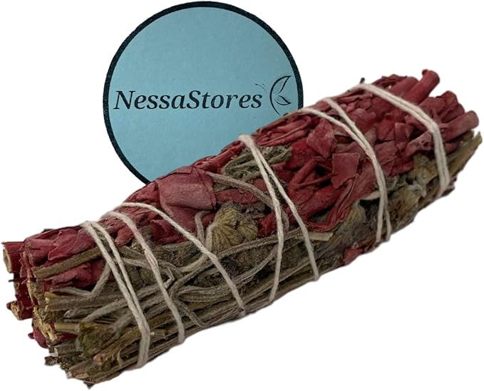 NESSASTORES - White Sage Dragon's Blood & Lavender 4 inch smudge stick bundles for cleansing and meditation. #JC-078 (16 pcs)