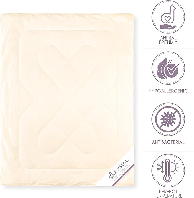 King Extra Warm 100% Fine Alpaca Duvet - Premium Cotton Cover, 6,66 lb Filling, Ideal for Winter, Breathable & Temperature-Regulating, 107 x 94 inches