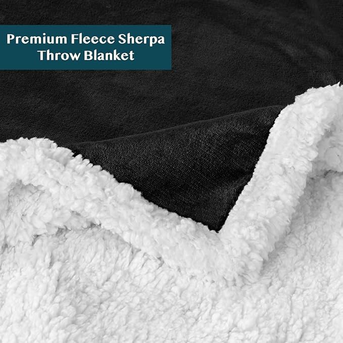 PAVILIA Sherpa Fleece Throw Blanket for Couch, Black, Plush Soft Fuzzy Sofa Blanket, Cozy Reversible Winter Throw for Women Men, 50x60 Inches