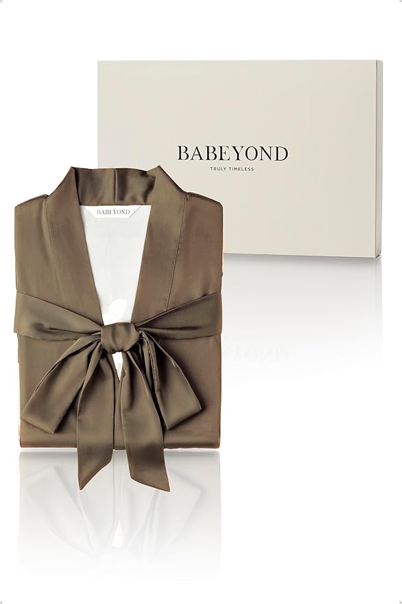 BABEYOND Kimono Robe Cover up with Box Long Floral Satin Sleepwear Silky Bathrobe Bachelorette Robe