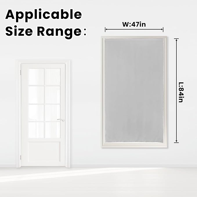 Self Adhesive Curtains Portable Blackout Curtain Simple and Easy to Install Bedroom Window Thermal Lnsulated Kitchen Room Darkening Black Small Drapes, 47" W X 84" L, White, 1 Panel
