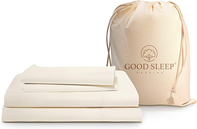 Good Sleep Bedding XL Twin Sheets - 100% Egyptian Cotton Sheets, 4 Pc, Twin XL Bed Sheets, Long Staple Cotton Twin XL Sheet Sets, Cooling Sheets, 16" Deep Pocket - Ivory