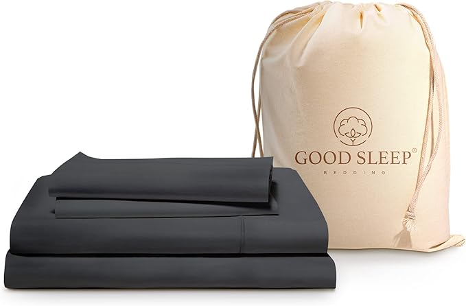 Good Sleep Bedding King Size Sheets Set Deep Pockets - 4 Pc, Egyptian Cotton, Fits Upto 16", King Size Bed Sheets Set - Dark Grey