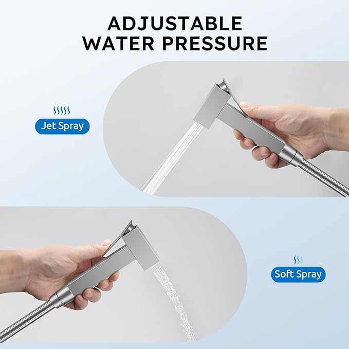 Arofa Warm Water Bidet Sprayer for Toilet with Hot and Cold Rough-in Valve, Hands-Free Handheld Jet Spray with Adjustable Water Flow, Square Toilet Sprayer with Bidet Hose for Feminine Wash