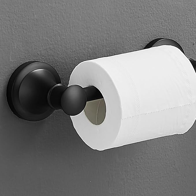 Hoimpro Wall Mounted Rustproof Toilet Tissue Paper Holder Bathroom Accessories Toilet roll Paper Hanger, Black