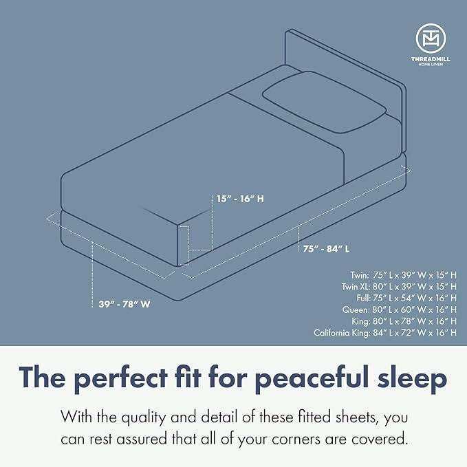 Threadmill 100% Cotton Sheets for Twin XL Size Bed - 600 Thread Count Twin XL Bed Sheets Set with 15” Deep Pocket - Damask Stripe Sateen Weave 3-Piece Bedding Set with Cooling Effect, Moonrock Grey