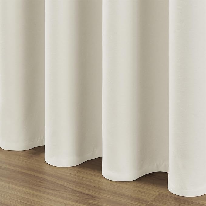 Joydeco Mousse White Blackout Curtains 90 Inch Long, Luxury Thermal White Velvet Curtains for Bedroom & Living Room, Room Darkening Velvet Drapes 2 Panels, Grommet Top (52W x 90L)