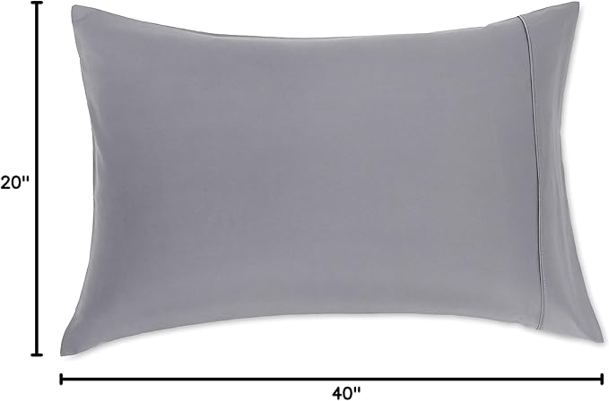 Amazon Basics King Pillow Cases Set of 2 - Lightweight, Super Soft Easy Care Microfiber, Dark Gray, 40" L x 20" W, Pillows Not Included