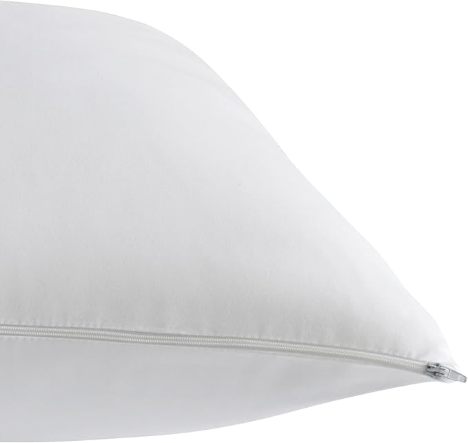Sealy Performance 100% Cotton Breathable Moisture Wicking Fabric Machine Washable Zippered Pillow Protector, Standard/Queen Size, 2 Pack, White