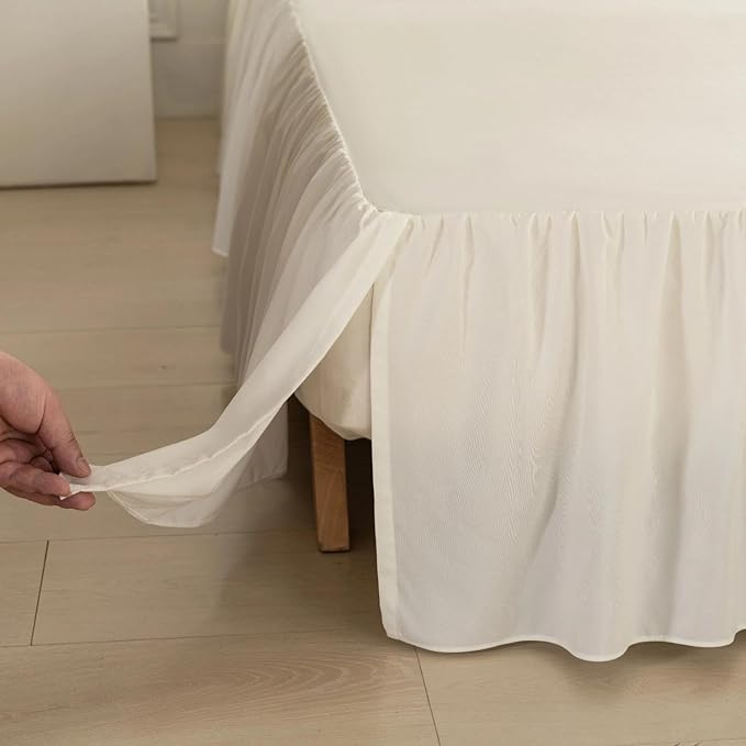Bed Skirt Full Size Ruffled Bed Skirt with Split Corners, Full Bed Skirts 12 Inch Drop with Platform, 12'' Full-Ivory