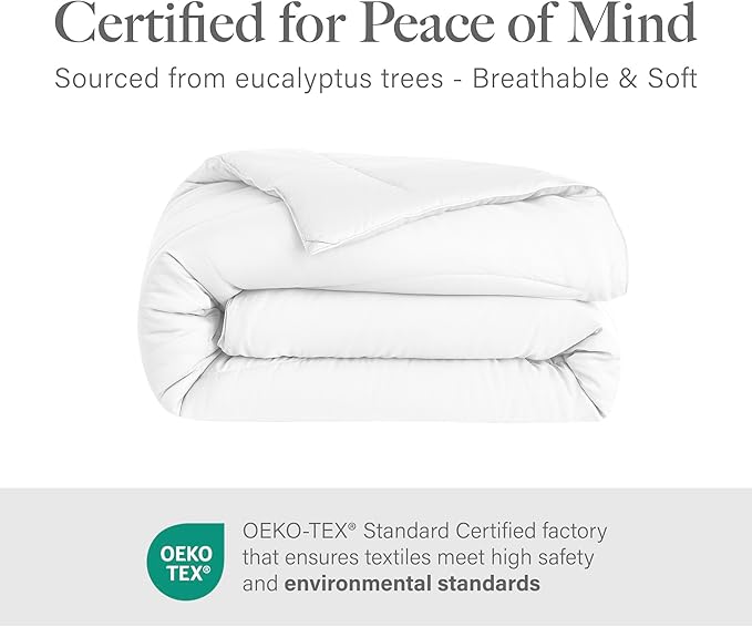 Modern Threads Tencel Lyocell Luxury Ultra Soft Down Alternative Comforter, White, Queen