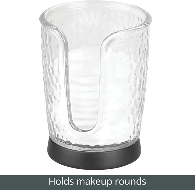 mDesign Plastic/Steel Compact Small Disposable Paper Cup Dispenser Storage Holder for Rinsing Cups on Bathroom Vanity Countertops - Rain Collection - Clear/Black